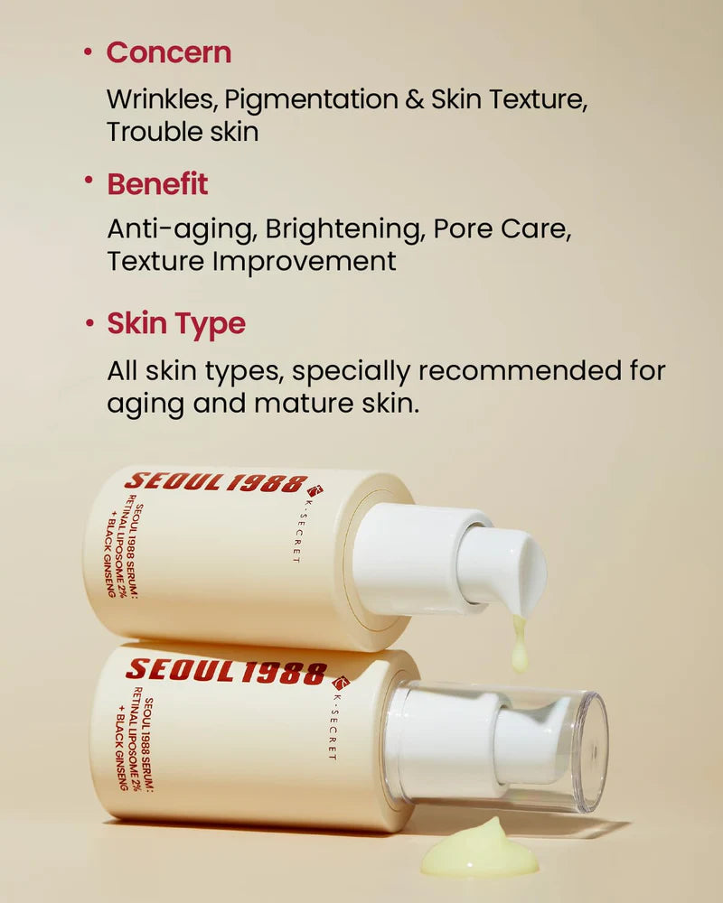 K‑SECRET - SEOUL 1988 Serum: Retinal Liposome 2% + Black Ginseng